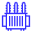 Icon of two stylized white human figures, one large and one small, on a blue square background with rounded corners.